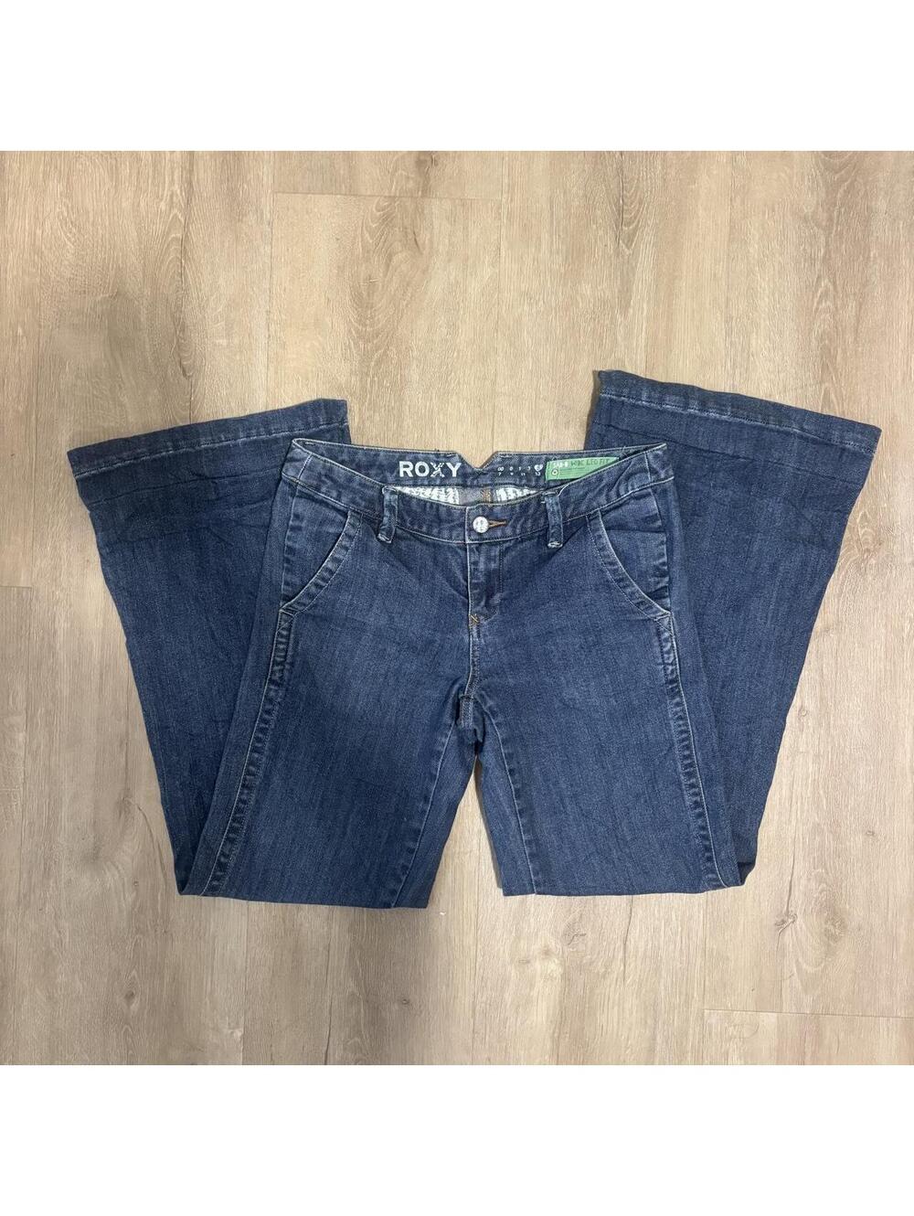 Vintage Roxy San-O Wide Leg Flare Jeans Size 5 Dark Wash Y2K Surf Boho